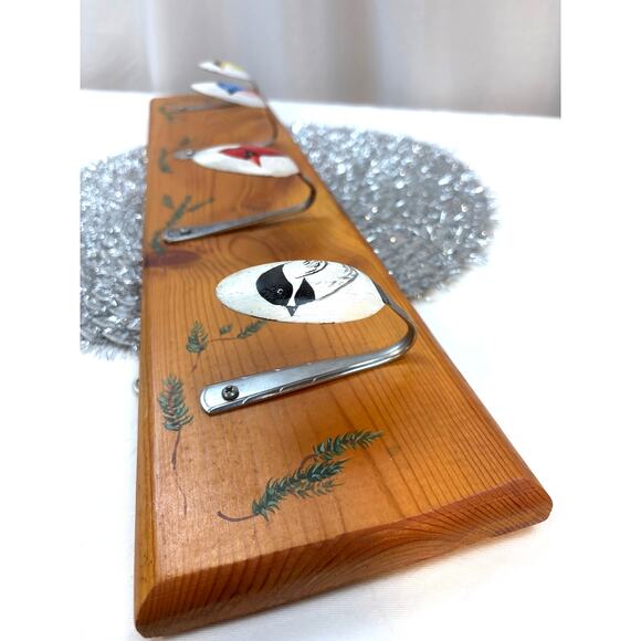 Wooden Wall Hanging With Vintage Spoons Hand-painted Bird Design Country Decor - Picture 2 of 12